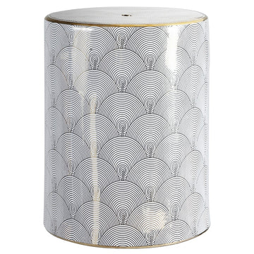 Fish Scale 17" Modern Ceramic Garden Stool - JONATHAN Y